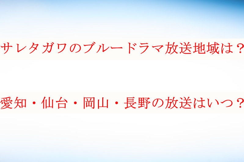 サレタガワのブルードラマ愛知 仙台 岡山 長野の放送はいつ ケンブログ