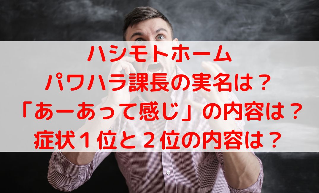 ハシモトホームパワハラ男性課長実名は？あーあって感じ症状１位は？