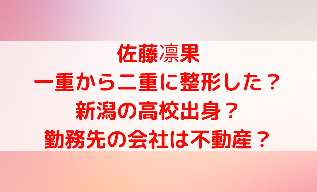 佐藤凛果容疑者は二重に整形して新潟の高校出身？会社は不動産勤務？